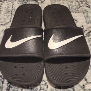 Nike Black Slides with White Logo